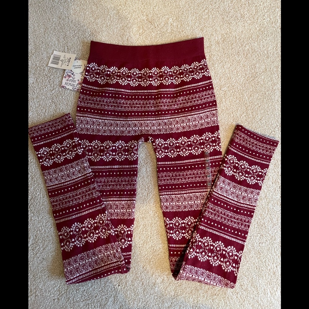NWT PINK REPUBLIC NWT Fleece Leggings Red